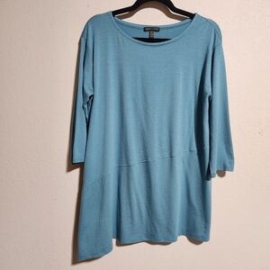 EUC EILEEN FISHER BLUE ASYMMETRICAL BALLET TUNIC TOP SZ M